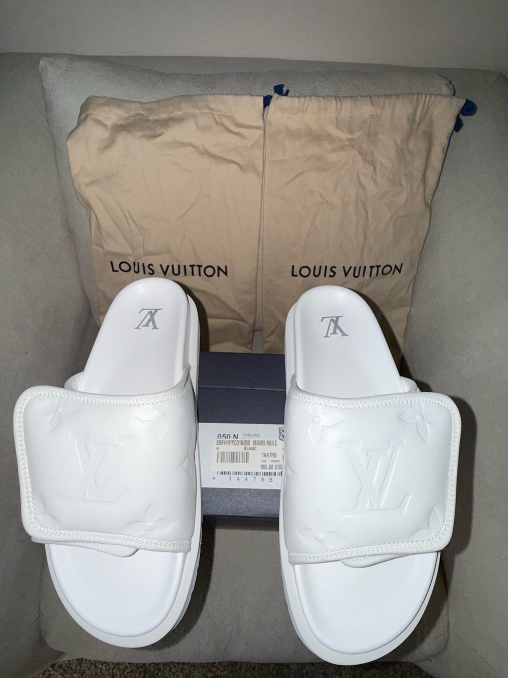 Louis Vuitton White Miami Mules (SKU: 1AA7RB)